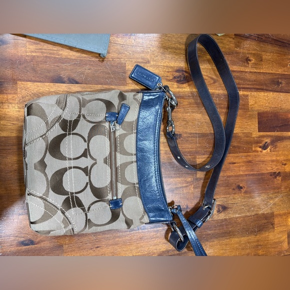Coach Handbags - Coach Brown and Blue Crossbody Bag